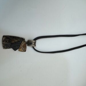 Vintage Chico's Black and Silver Geometric Pendant Necklace